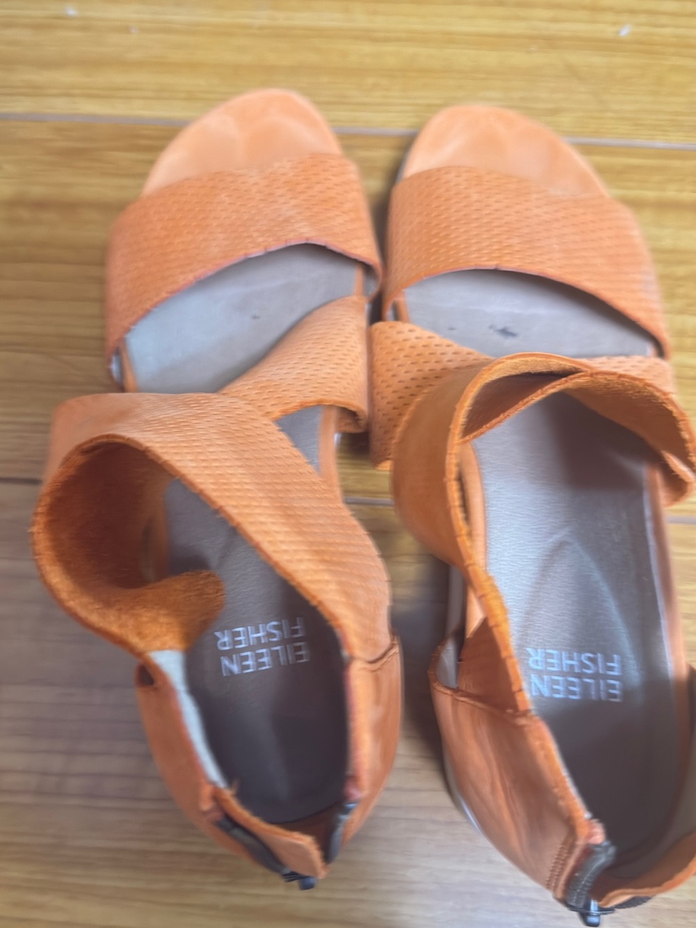 Eileen Fisher Orange Open-Toe Strappy Sandals